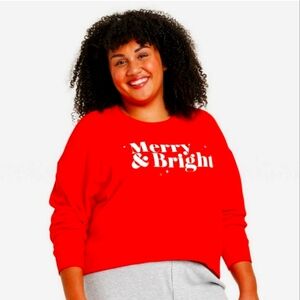 NEW! Women's "Merry & Bright" Holiday Christmas Sweatshirt, Red - Wondershop